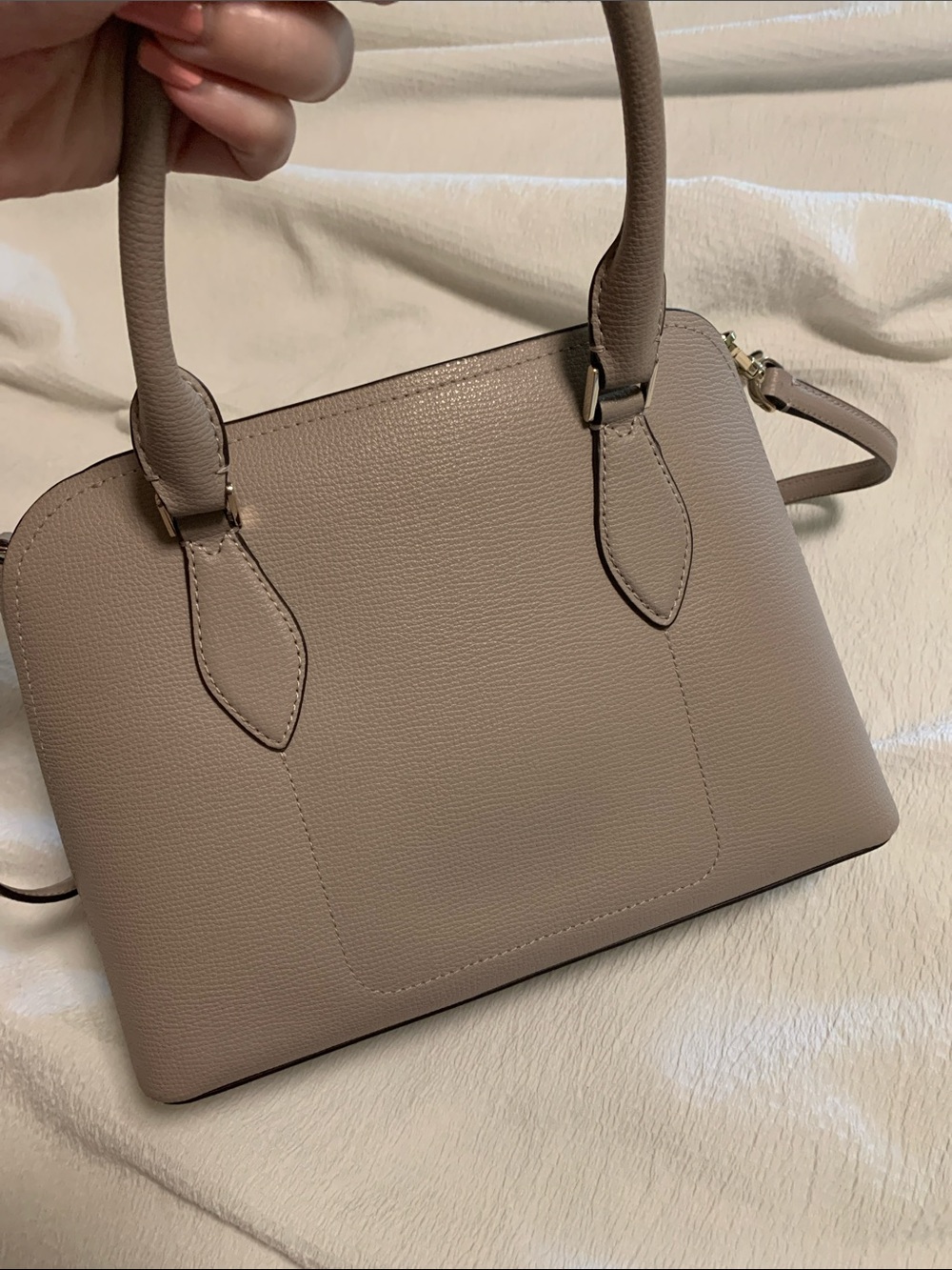kate spade taupe pebbled leather crossbody satchel - Picture 4 of 4